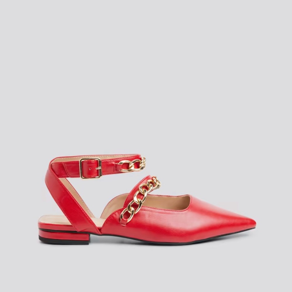 Red Ankle Flats, new in box, never worn. Purchased from Macys, size 8